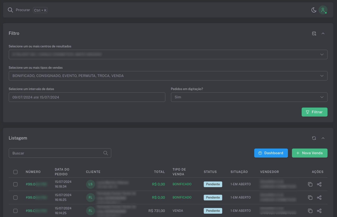 Uma página de vendas aberta no seu index