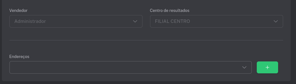 Botão de novo endereço do cliente
