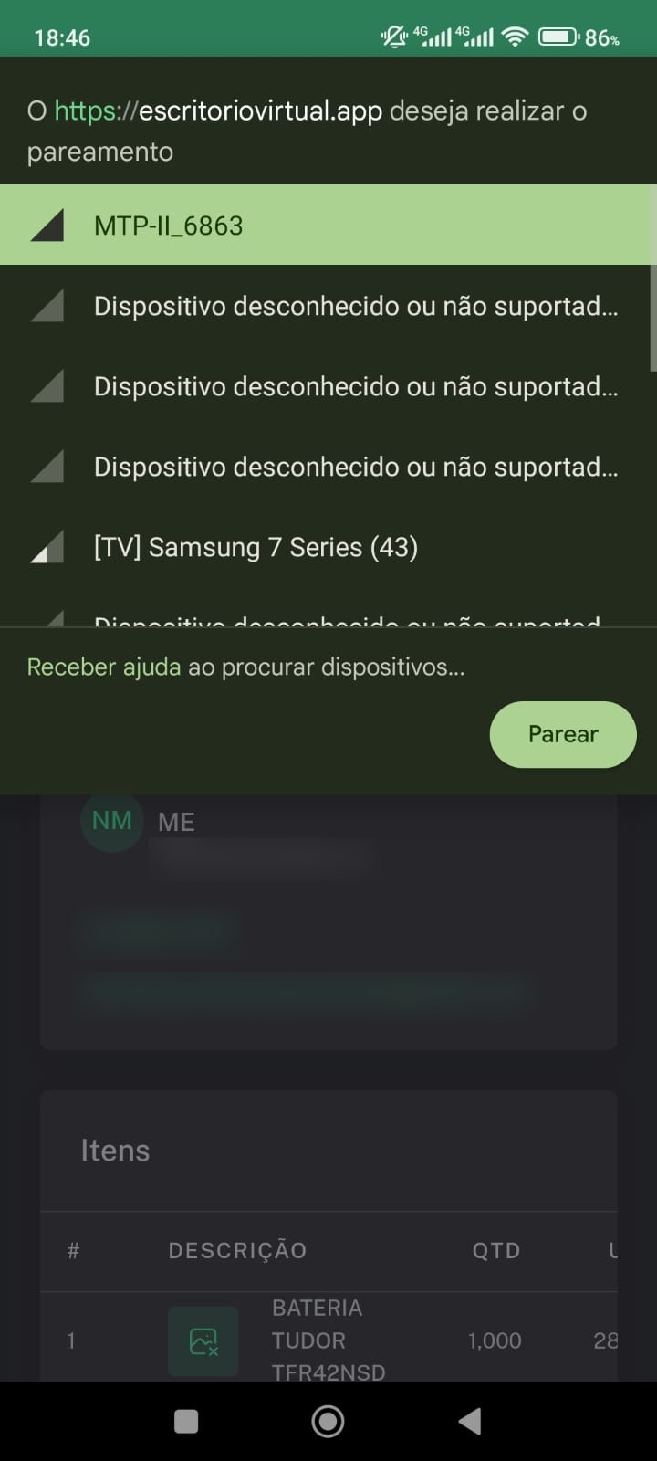 Diálogo de Bluetooth 2